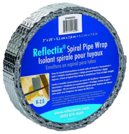 Reflectix SPW0202506 Spiral Pipe Wrap Insulation, R-2.0, 2"x25'