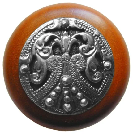Regal-Crest Cherry Wood Knob, Brilliant Pewter
