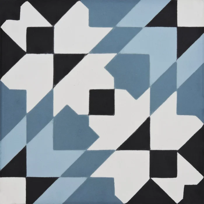 Reno Handmade Cement Tile, Blues/Black, Sample - Image 1