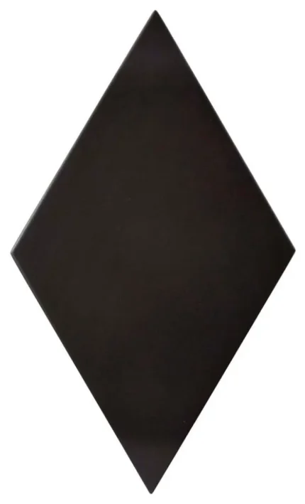 Rhombus Porcelain Floor and Wall Tile, Smooth Black, Sample