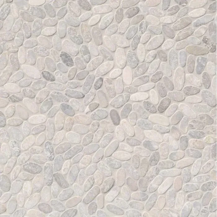 Rio Lago Sliced Ash Tumbled Marble Pebble, Sample - Image 1