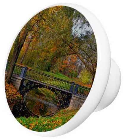River Bridge In Autumn Ceramic Cabinet Drawer Knob