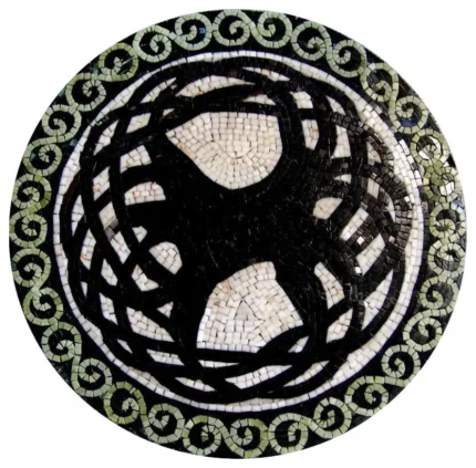 Round Modern Art Mosaic, Tangle, 24"x24"