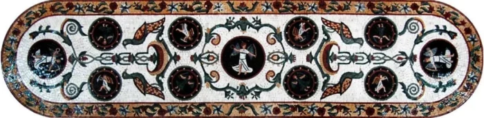 Rug Runner Floor Mosaic, Amoretti, 32"x131" - Image 1
