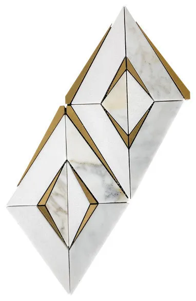 SAMPLE OF Diamond Waterjet Mosaic With Calacatta, Brass, & Thassos
