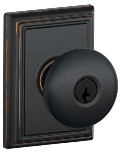 Schlage F51A-PLY-ADD Plymouth Keyed Entry Single Cylinder Door - Aged Bronze