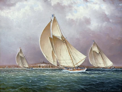 Seascape Yachting Yacht J. Buttersworth Tile Mural Backsplash Art, 6"x8", Matte