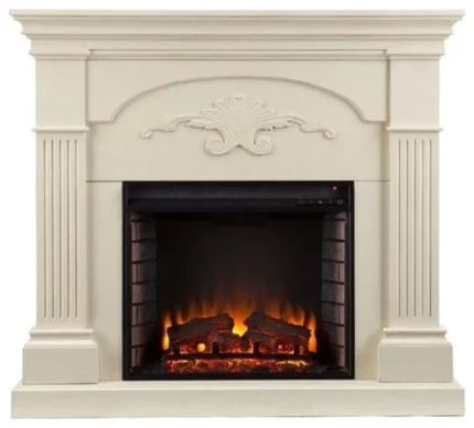 SEI Furniture Salerno Electric Fireplace in Ivory