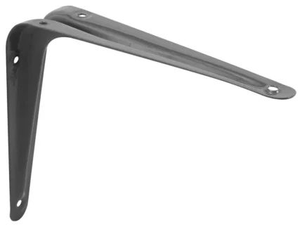 Shelf Brackets, 5-in.x6-in., Stamped Steel, Gray Enamel Finish, 2Pack