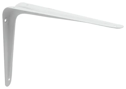 Shelf Brackets, 6-in.x8-in., Stamped Steel, White Enamel Finish, 2Pack
