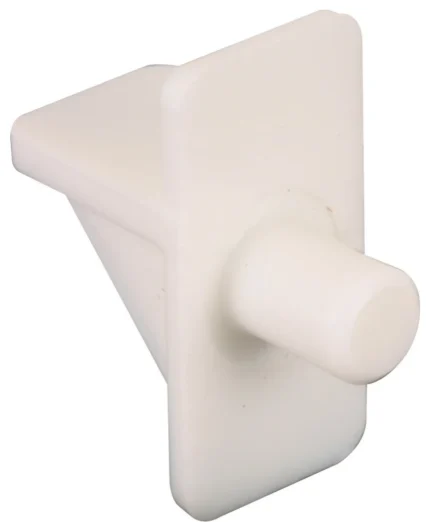 Shelf Support Peg, 1/4" Diameter, White Plastic, 8Pack