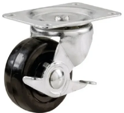 Shepherd Hardware 9509 Rubber Wheel Swivel Plate Caster with Side Brake, 2"
