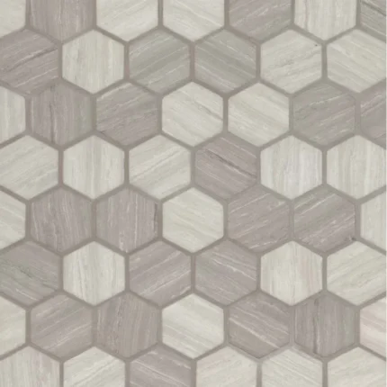 Silva Oak Hexagon Recycled Glass Mosaic, Sample