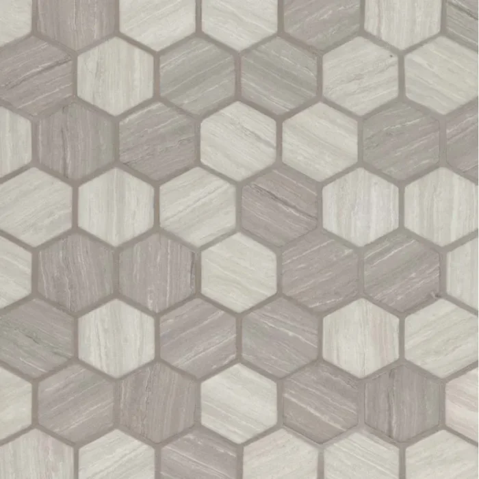 Silva Oak Hexagon Recycled Glass Mosaic, Sample - Image 1