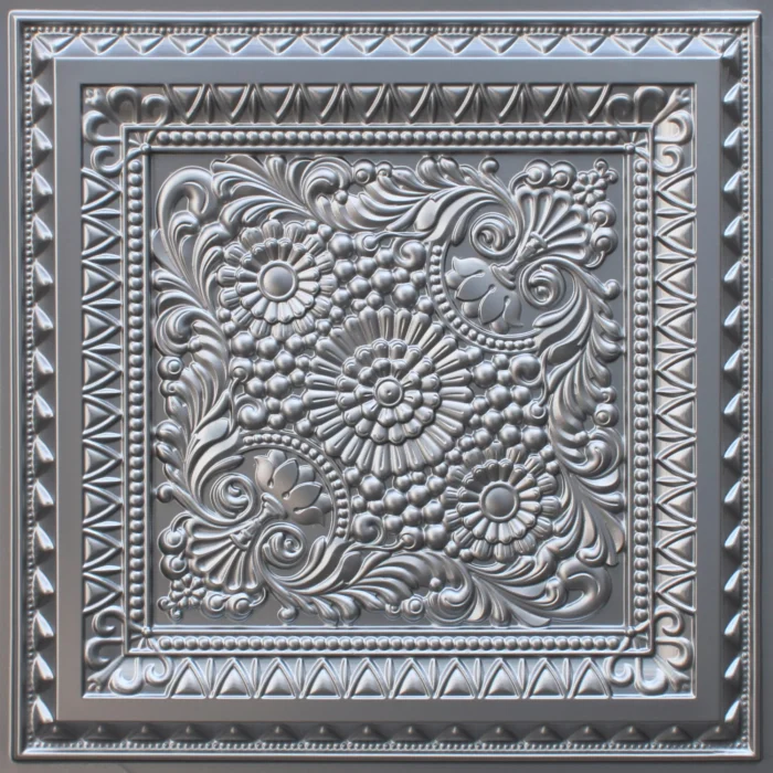 Silver 3D Ceiling Panels, 2'x2', 4 Sq Ft - Image 1