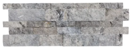 Silver Travertine Ledger Panel, Split Face, 7.25”x19.75”x3/4", 90 sqft-boxed