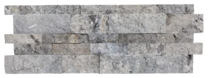 Silver Travertine Ledger Panel, Split Face, 7.25”x19.75”x3/4, Sample - Image 1