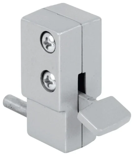 Sliding Door Lock, 5/8", Diecast With Hardened Steel Bolt, Gray, Step-On