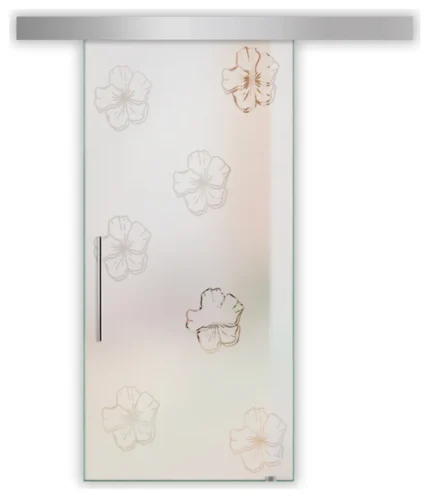 Sliding Glass Barn Door with Various Frosted Designs ALU100, 24"x81" Inch, Semi-Private