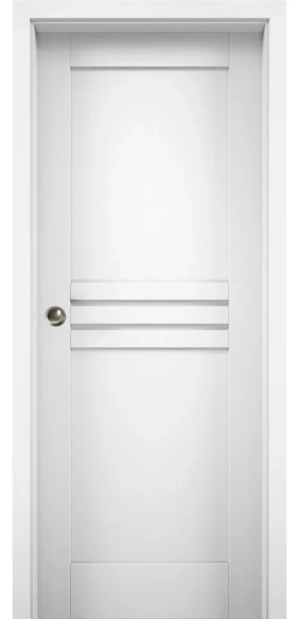 Sliding Pocket Door / Mela 7444 White Silk, 30" X 80"