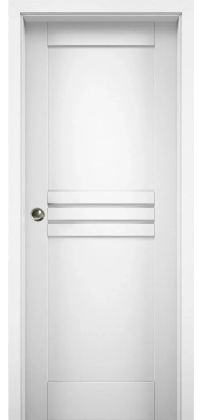Sliding Pocket Door / Mela 7444 White Silk, 30" X 80" - Image 1
