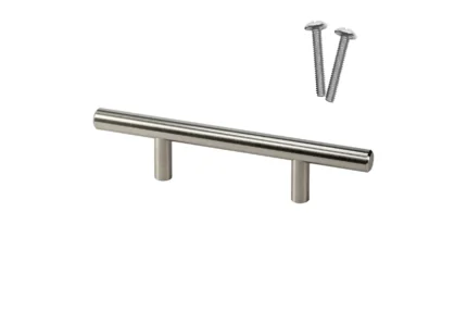Solid Metal Bar Pull Handle, Brushed Nickel, 3" Centers, 6" Length, 25