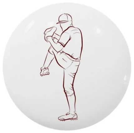 Sports Icon Baseball Pitcher Ceramic Cabinet Drawer Knob