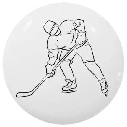 Sports Icon Hockey Ceramic Cabinet Drawer Knob