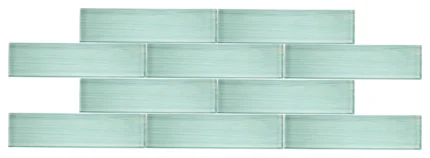 Spring Blue Hand Painted Streaked 3"x12" Glass Subway Tile, 1 Sq.Ft.
