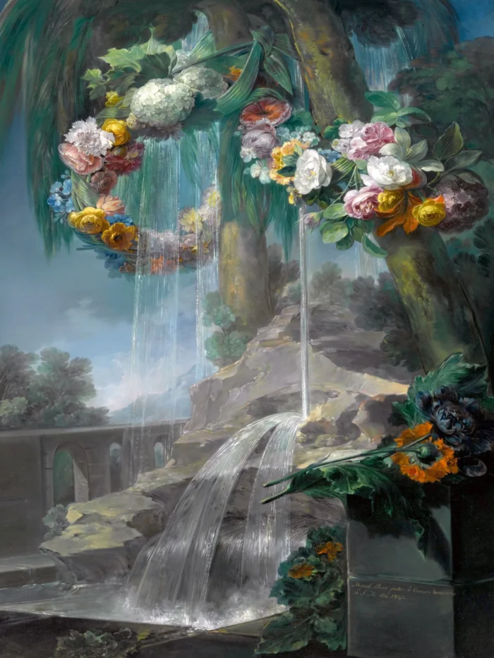 Spring Flowing Garlands Of Flowers M. Abril Tile Mural Backsplash, 6"x8", Matte - Image 1