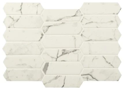 Statuario Celano Picket Glass Mosaic, 10 Sheets