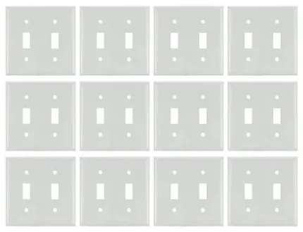 Sunlite E102/W 2 Gang Toggle Switch Plate, Pack of 12