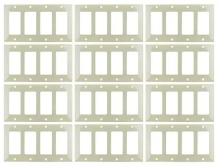 Sunlite E304/I 4 Gang Decorative Switch/Receptacle Plate, Pack of 12
