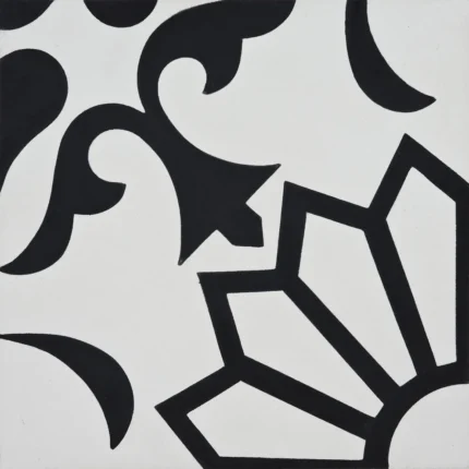 Taj Handmade Cement Tile, Black/White, Sample