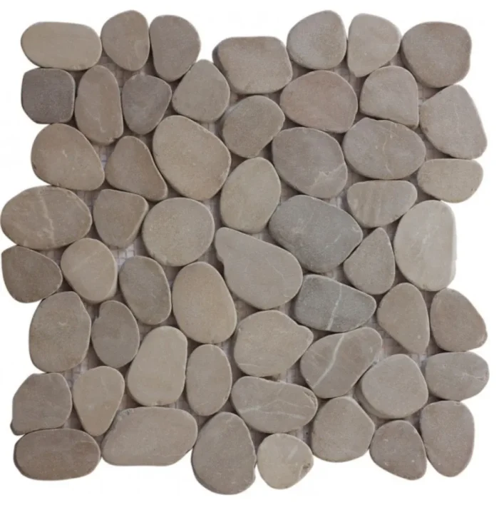 Tan 12x12 Interlocking Natural Pebble Tile, (4x4 or 6x6)  Sample - Image 1