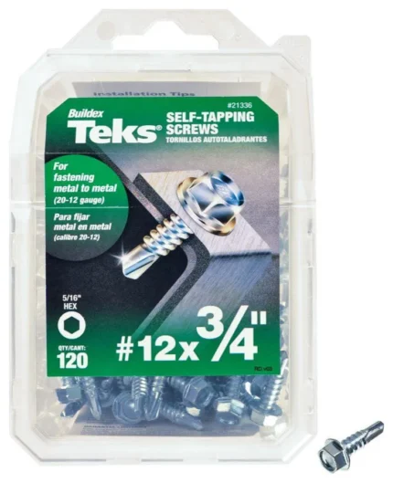 Teks® 21336 Self-Tapping Hex-Washer-Head Drill Point Screws, #12 x 3/4", 120-Ct