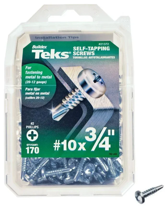 Teks® 21372 Self-Tapping Phillips Pan-Head Drill Point Screw, #10 x 3/4", 170-Ct - Image 1
