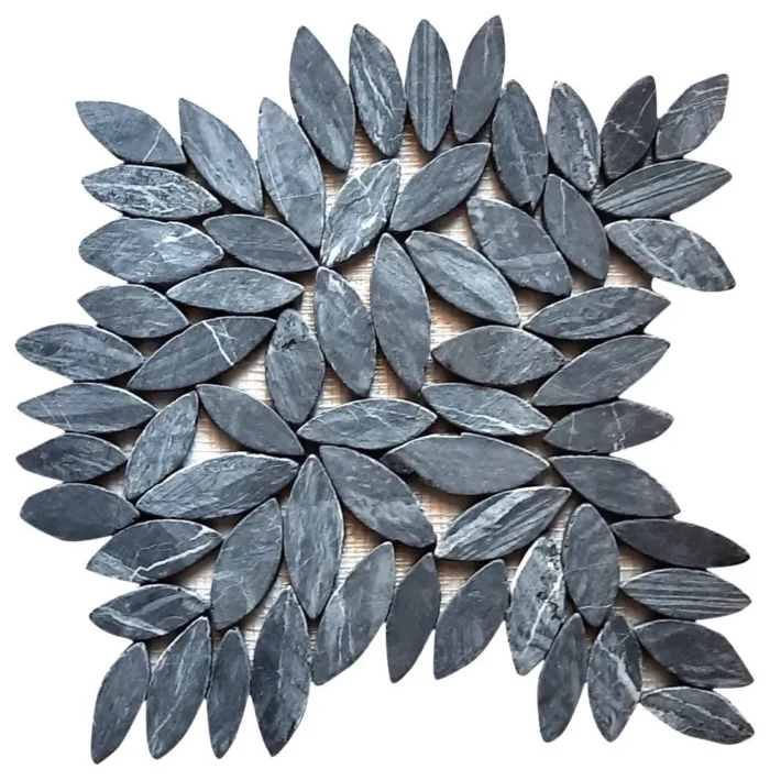 Tempest black flower flat pebble tile 12x12, perfect for shower floors and baths - Image 1