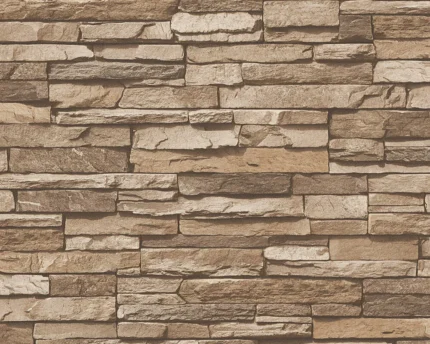 Textured Wallpaper Cottage Modern Stone, 958332, Beige Brown, 1 Roll