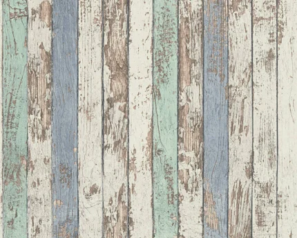 Textured Wallpaper Wood Planks, 959141, Blue Brown White, 1 Roll