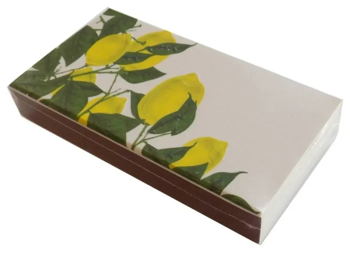 The Joy of Light Designer Matches Green Yellow Lemons on Embossed Matchbox - Image 1