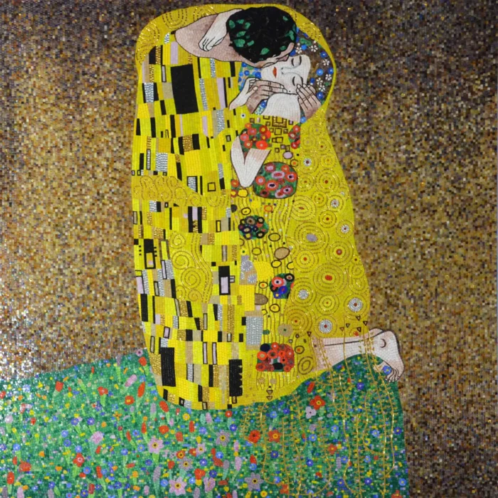 "The Kiss" By Gustav Klimt Mosaic Reproduction - Mosaic Art - Image 1