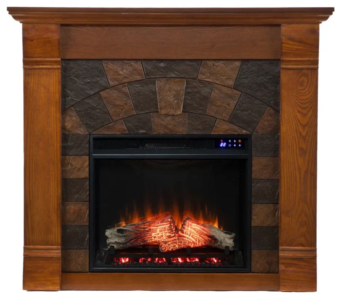Thornsett Faux Stone Electric Fireplace - Image 1