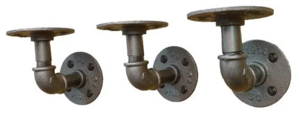 Three Industrial Iron Pipe Brackets, 2"x2"