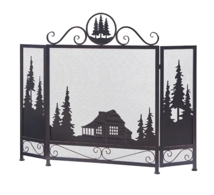 Three Panel Foldable Iron Fireplace Screen