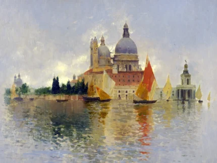 Tile Mural Church By Rubens Santoro Water Lake River Sea, 6"x8", Glossy