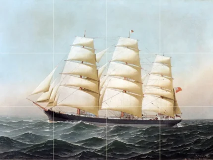 Tile Mural, Seascape Ship Backsplash Rialto