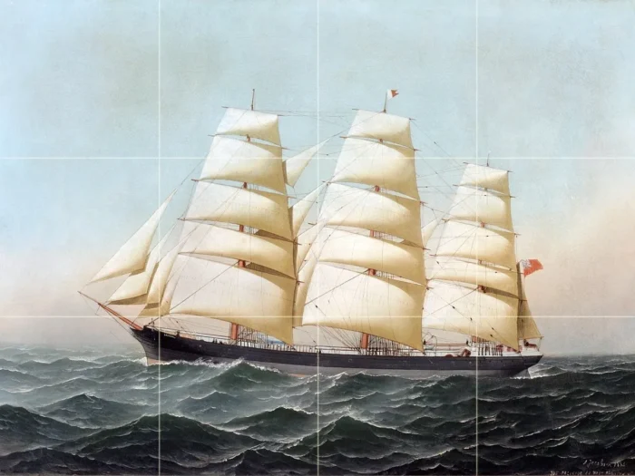 Tile Mural, Seascape Ship Backsplash Rialto - Image 1