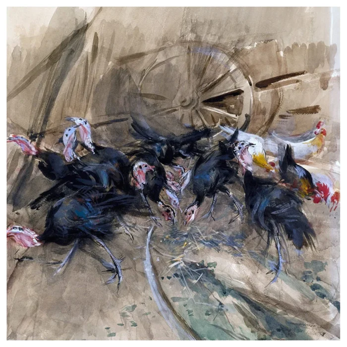 Tile Mural Turkeys birds poultry Accent Backsplash 4.25" Ceramic Glossy - Image 1