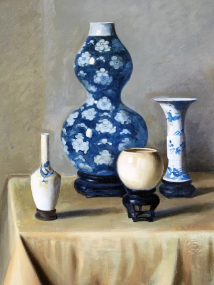 Tile Mural Vases By Hubert Vos Jug Bottle, 6"x8", Matte